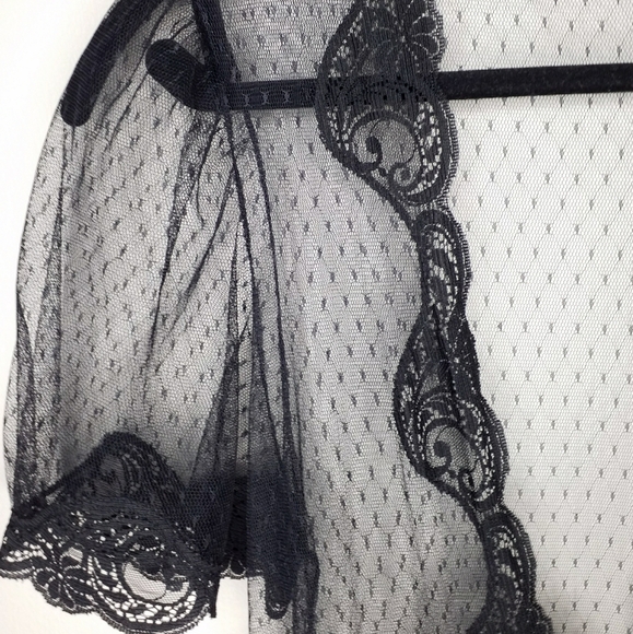 Vintage Patricia Black Lace Nightgown & Robe Set Gothic Morticia Wednesday Style - Picture 7 of 13